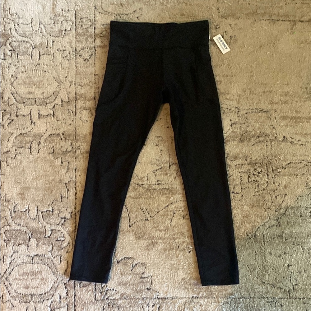 Girls Old Navy Black Leggings High Waist Full Length
